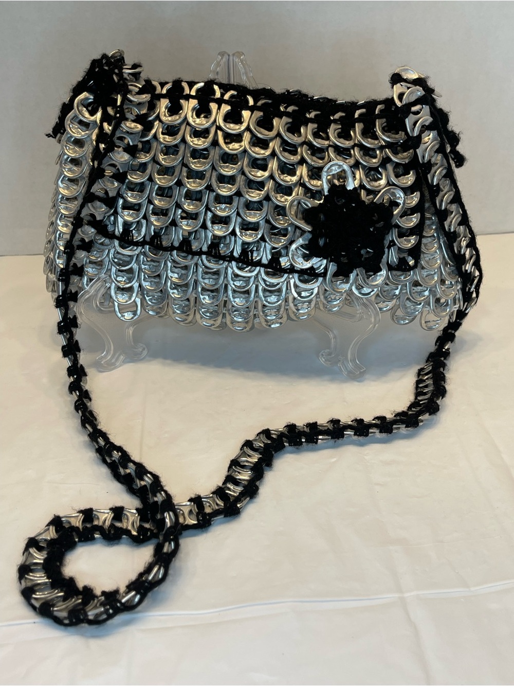 Silver & Black Chainmail Shoulder Bag